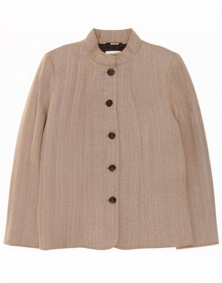 Calvin Klein Chaqueta Blazer de 5 Botones para Mujer US 14 XL Beige Espiga Rayón