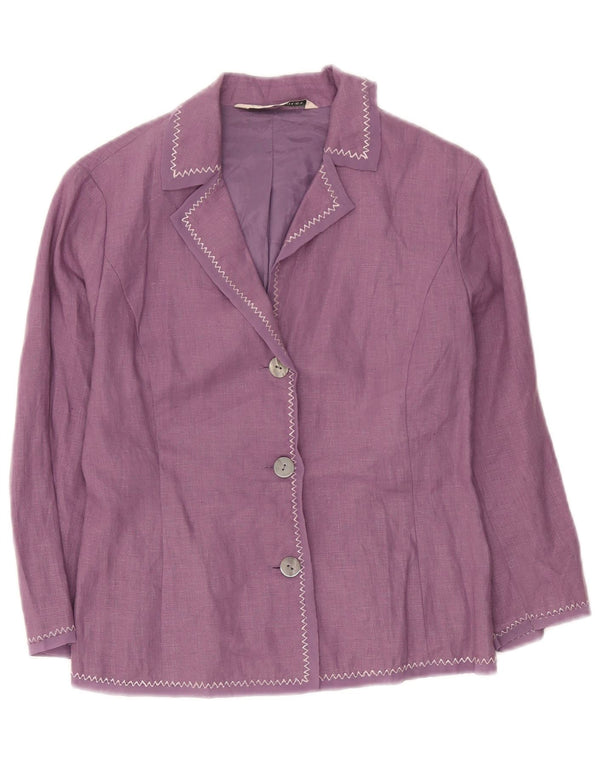 Laura Ashley Chaqueta Blazer de 3 Botones para Mujer UK 8 Small Lino Púrpura