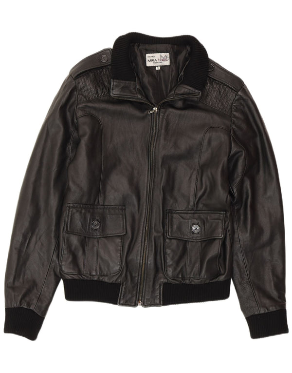 MIRA FURS Chaqueta de cuero militar para hombre IT 52 XL Cuero negro