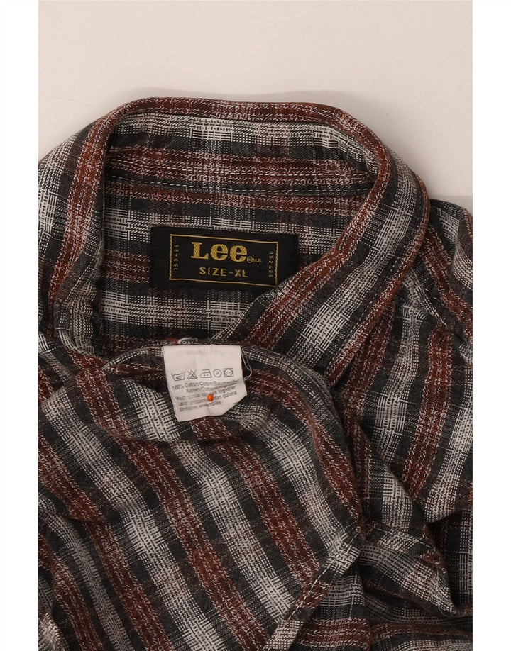 LEE Camisa de franela para hombre XL Algodón a cuadros burdeos