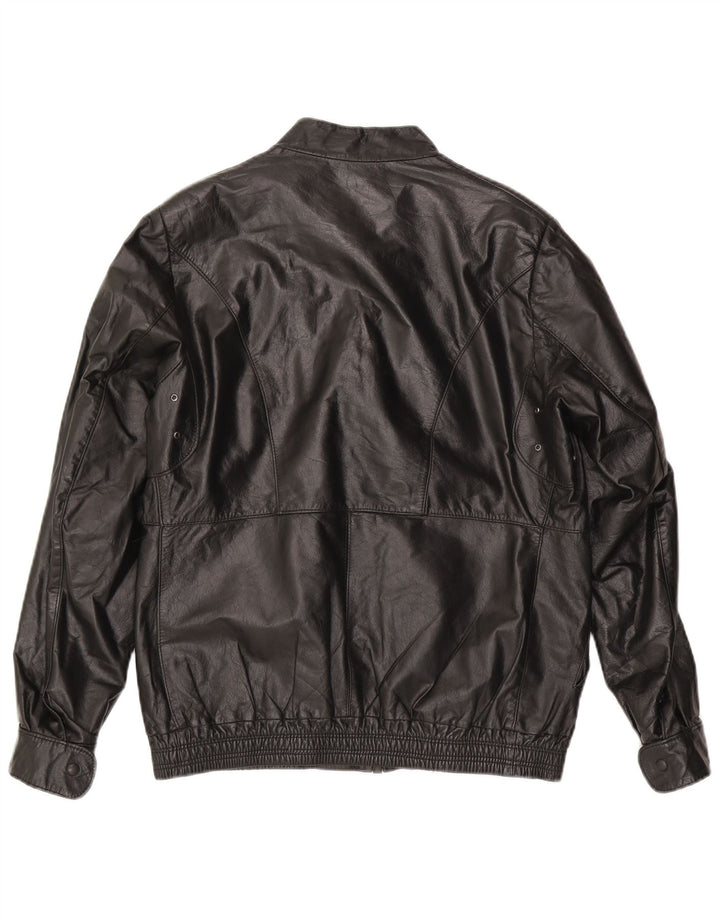 Vintage hombres chaqueta de cuero Reino Unido 38 medio negro