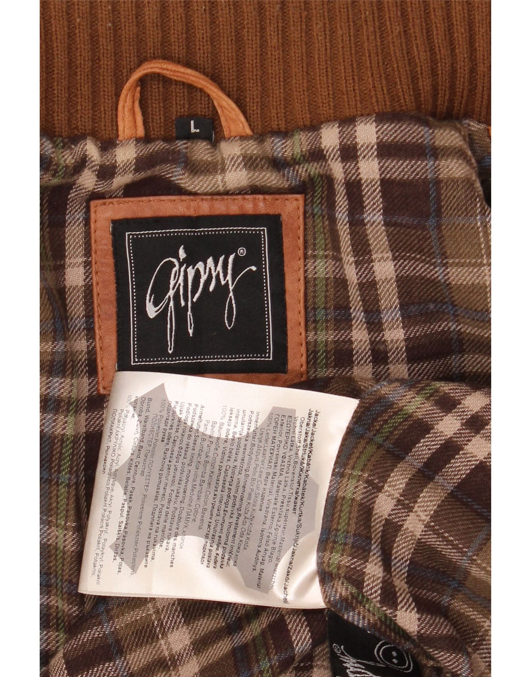 GYPSY Chaqueta de cuero estilo bomber militar para hombre UK 40 Cuero marrón grande