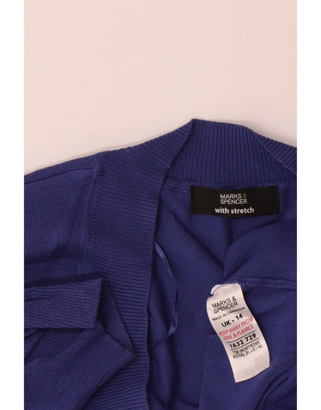 Marks & Spencer Suéter tipo cárdigan de manga corta para mujer UK 44 Azul marino mediano