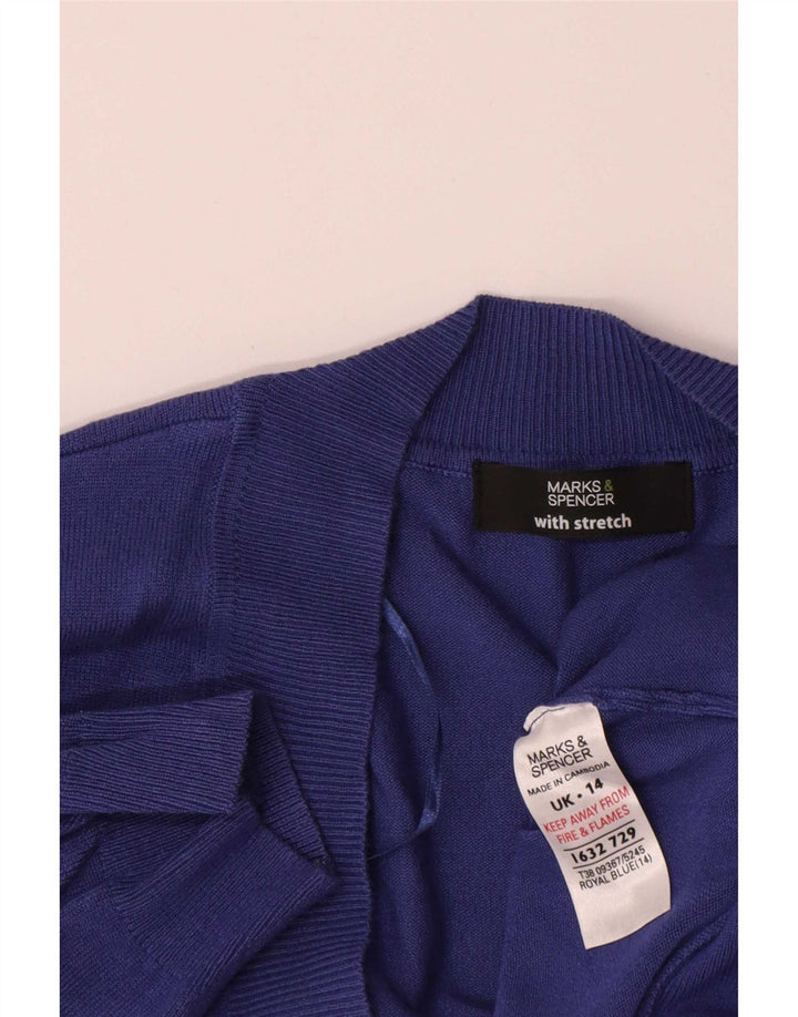 Marks & Spencer Suéter tipo cárdigan de manga corta para mujer UK 44 Azul marino mediano