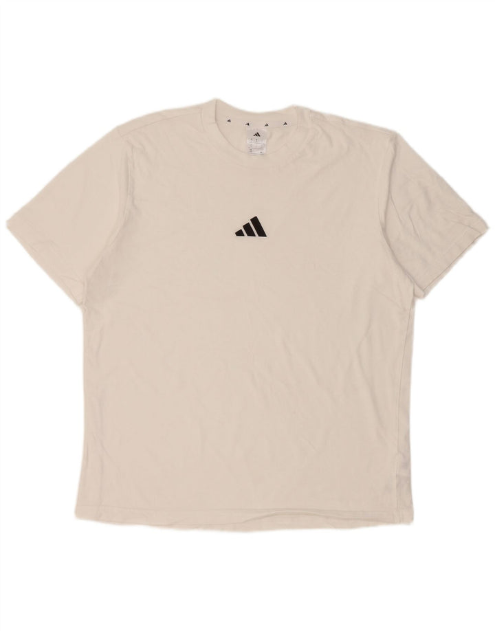 Adidas - Camiseta para hombre, talla grande, algodón blanco