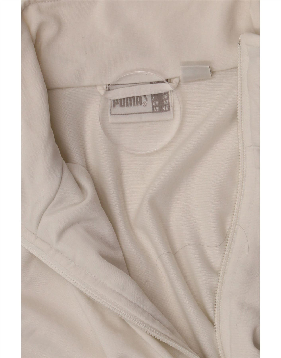 Puma Mujer Chándal Top Chaqueta UK 10 Pequeño Blanco Rayas Poliéster