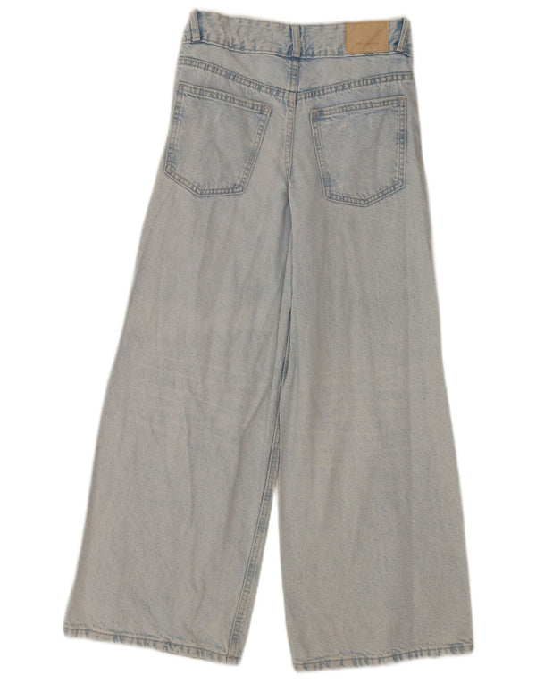 Zara Vaqueros de pierna ancha desgastados para niñas 13-14 años W26 L27 Azul