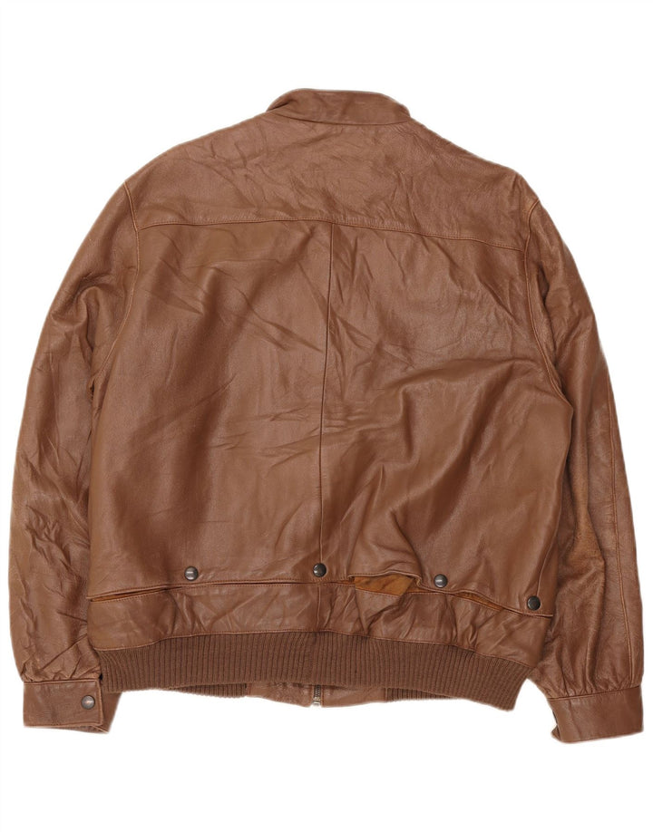 VINTAGE Chaqueta de cuero para mujer IT 48 XL Cuero marrón