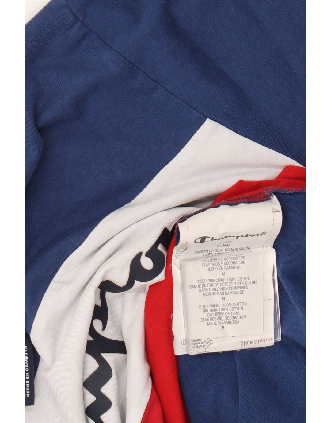 Champion Camiseta gráfica para hombre Top mediano de algodón con bloques de color multicolor