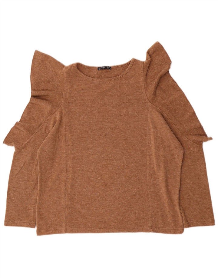 Zara Mujer Top Extragrande Manga 3/4 UK 10 Small Beige