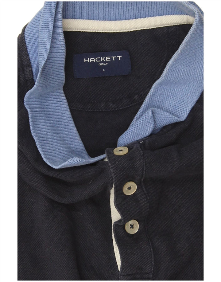 Hackett Polo para hombre de algodón color block en azul marino grande