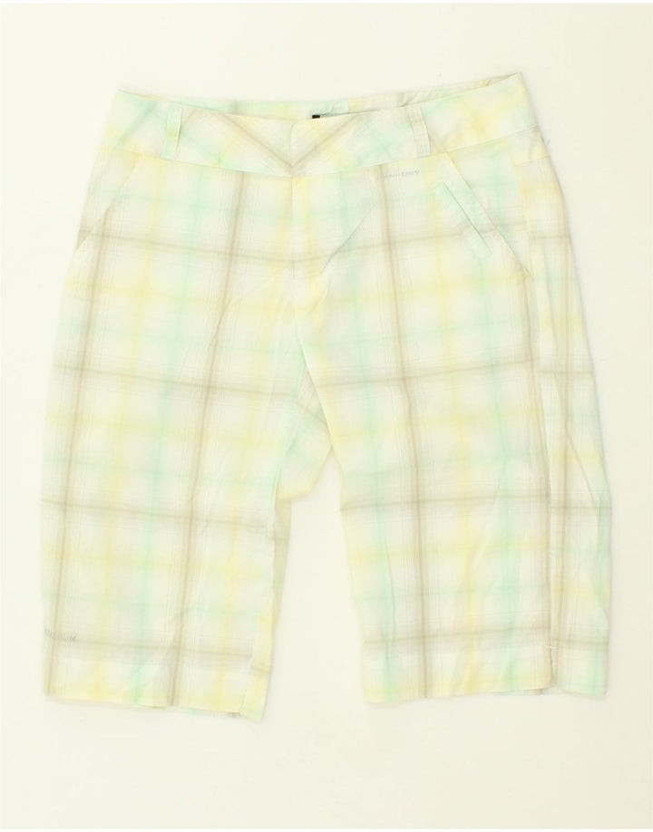 COLUMBIA Womens Chino Shorts US 6 Medium W30 Green Check Polyester Vintage Columbia and Second-Hand Columbia from Messina Hembry 