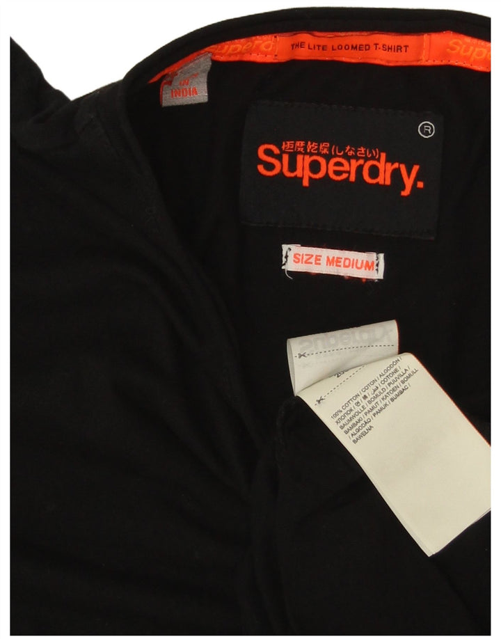SUPERDRY Hombre Camiseta Top Medium Negro Algodón