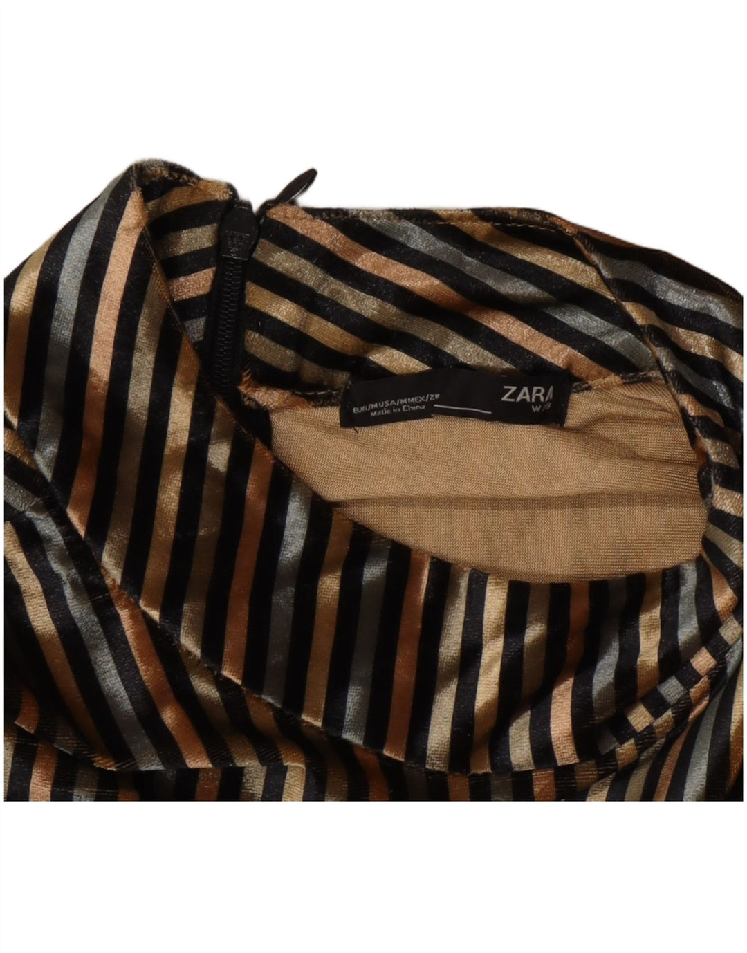 Zara Blusa De Terciopelo Para Mujer Top UK 44 Mediano Rayas Multicolores
