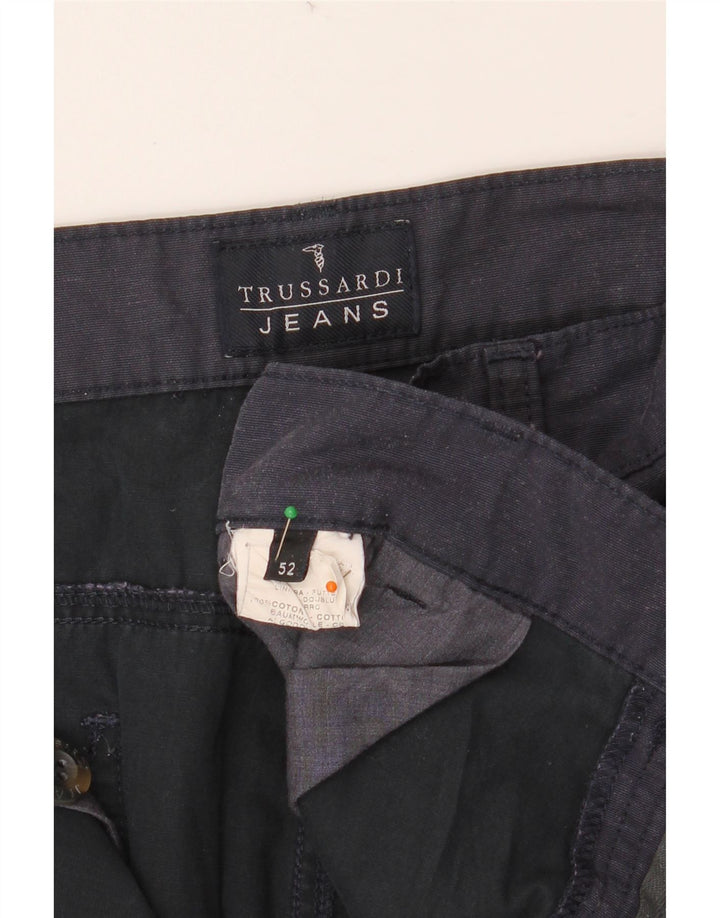 TRUSSARDI Pantalón chino recto para hombre IT 52 XL W36 L34 Azul marino Algodón