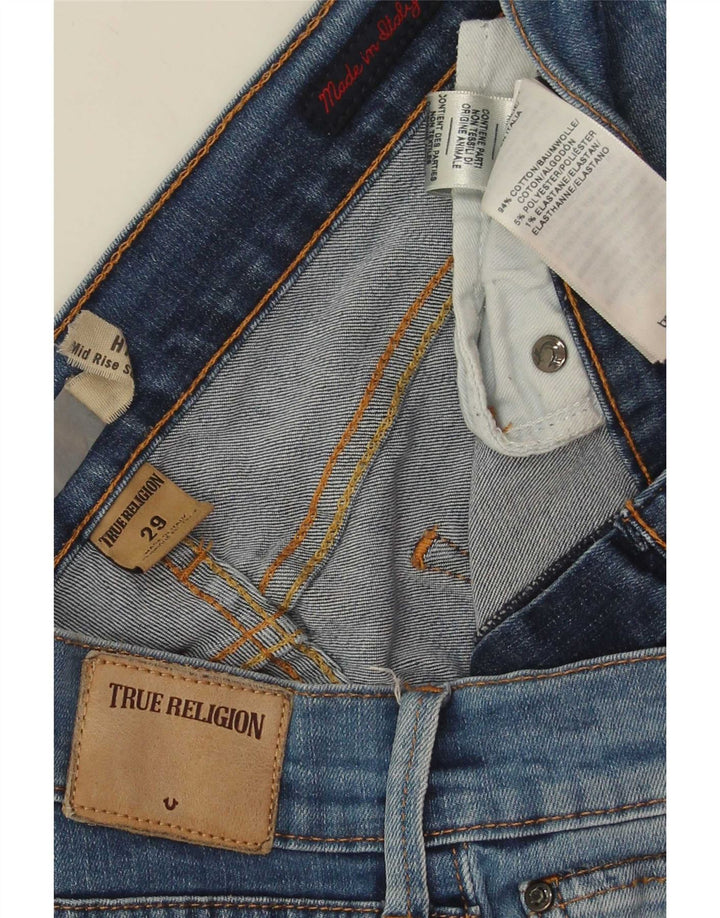 True Religion Vaqueros ajustados de talle medio para mujer W29 L29 Algodón azul