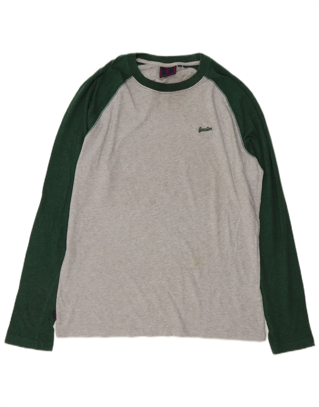 SUPERDRY Hombre Camiseta de manga larga de algodón color block gris medio