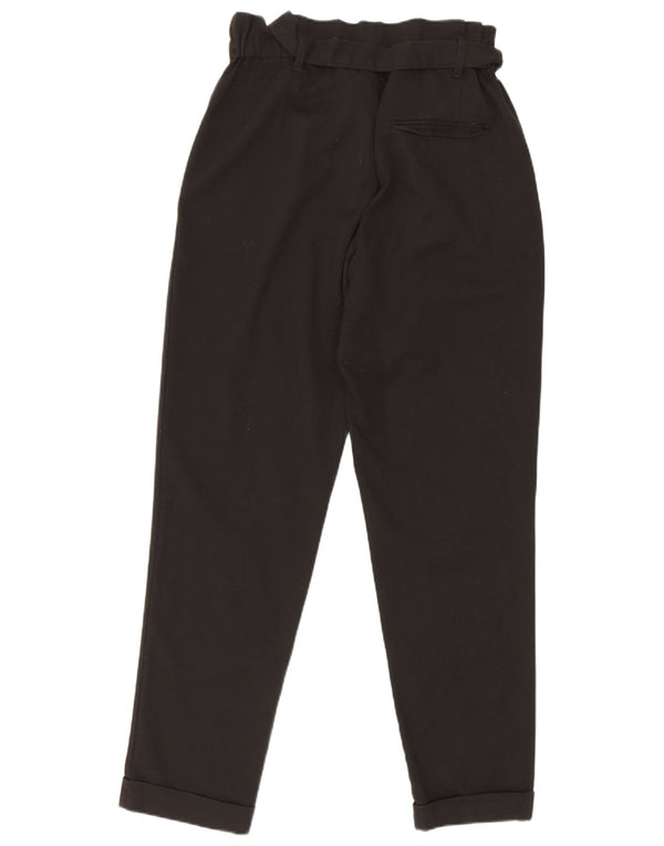 Zara Mujer Trafaluc Pantalones Casuales Cónicos De Cintura Alta XS W24 L26 Negro
