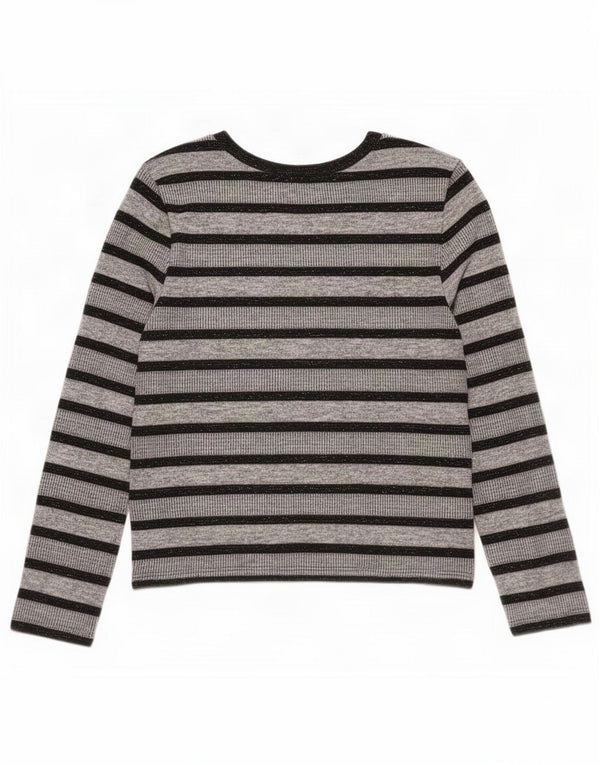 Marks & Spencer Top para mujer de manga larga UK 42 Poliéster a rayas gris medio