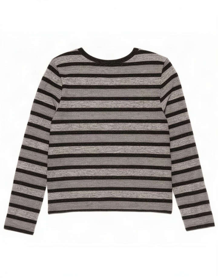 Marks & Spencer Top para mujer de manga larga UK 42 Poliéster a rayas gris medio