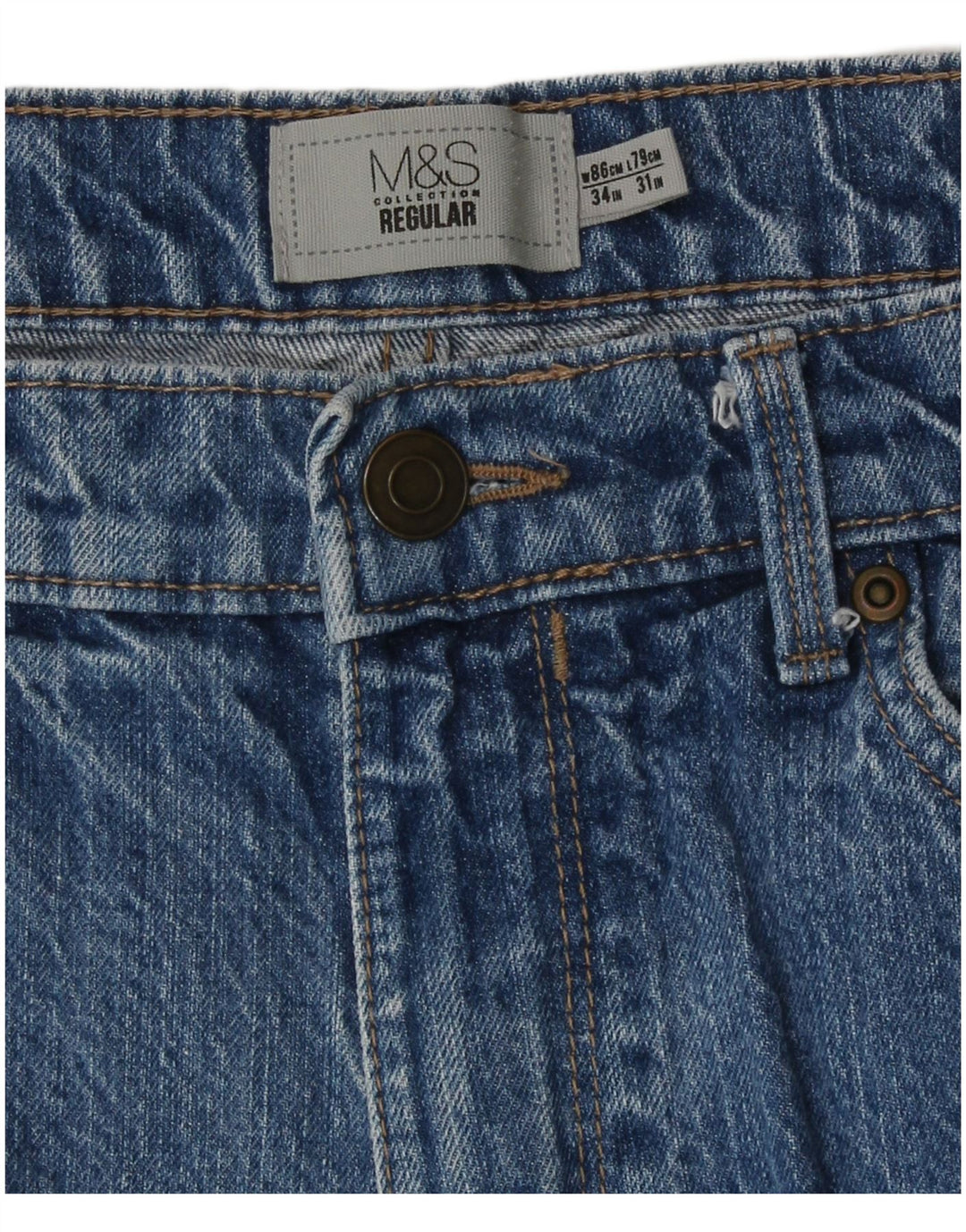 Marks & Spencer Vaqueros rectos regulares para hombre W34 L31 Algodón azul