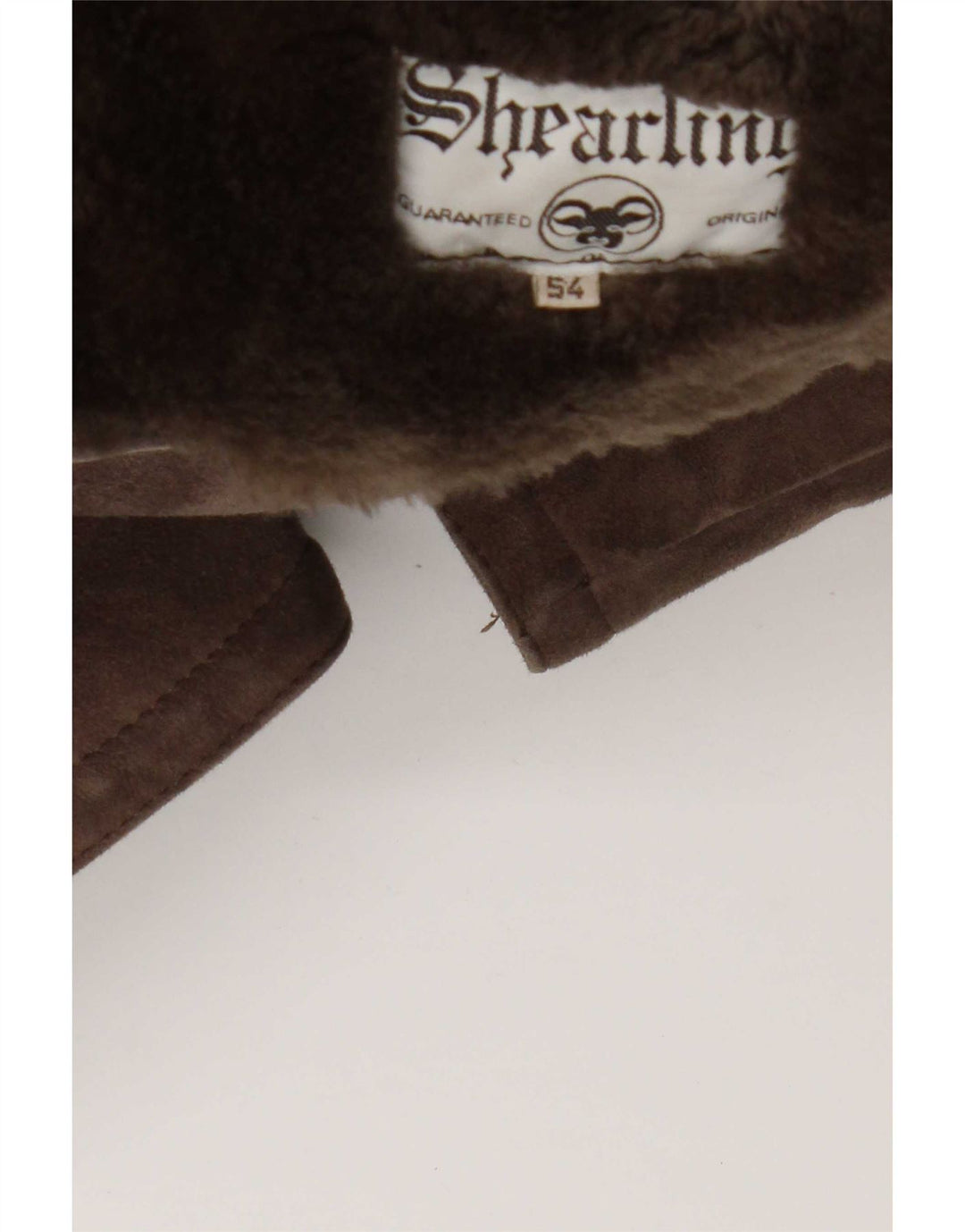 Vintage hombres shearling chaqueta IT 54 2XL marrón shearling