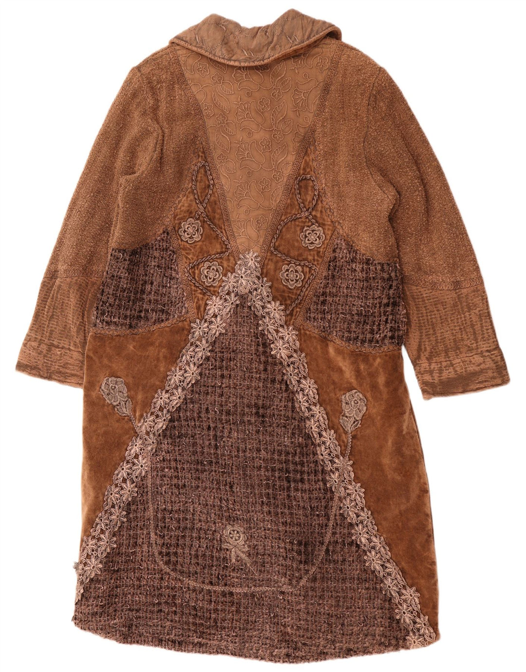 Abrigo para mujer Reino Unido 16 Algodón patchwork marrón grande