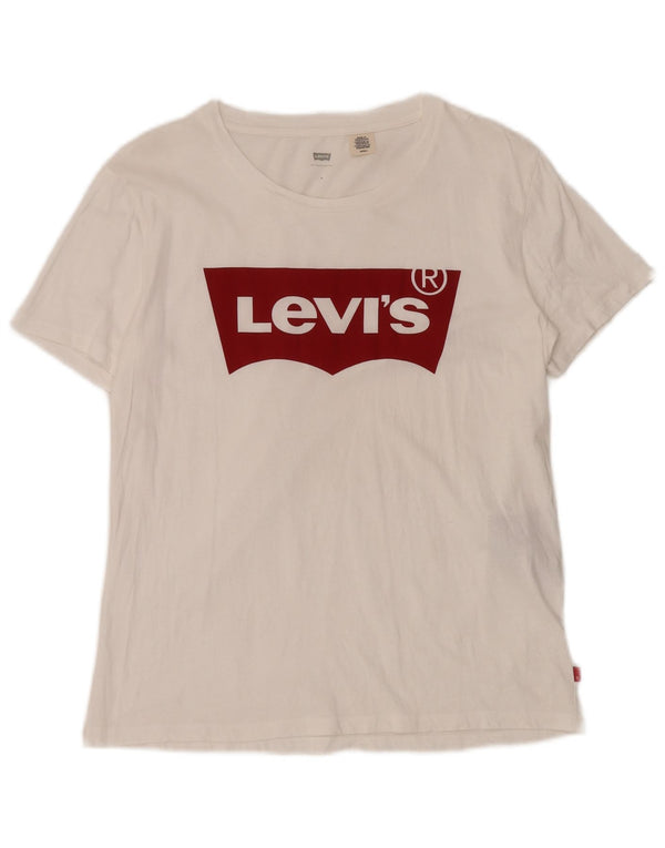 Levi's Camiseta gráfica para mujer Top UK 10 Small White Cotton