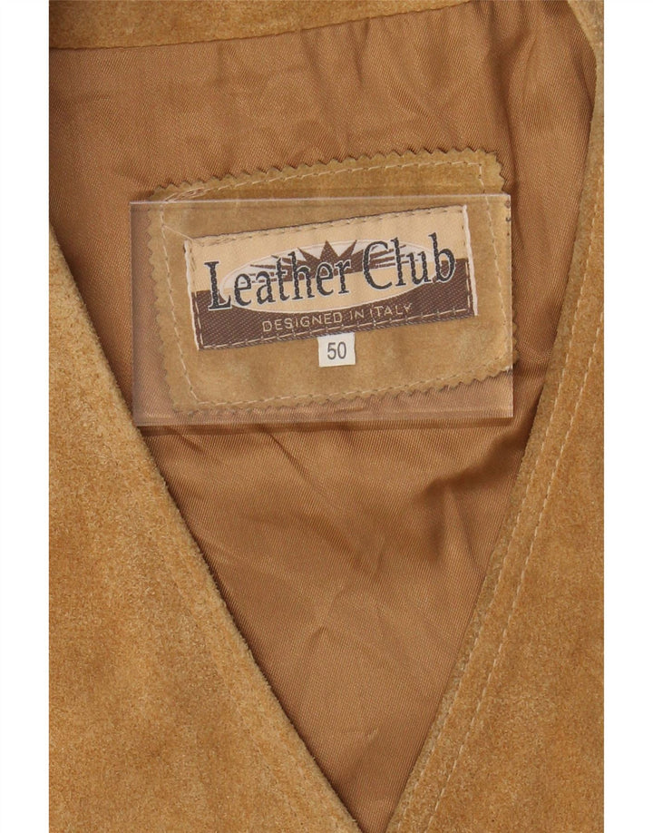 VINTAGE Chaleco de ante para hombre IT 50 Cuero beige medio