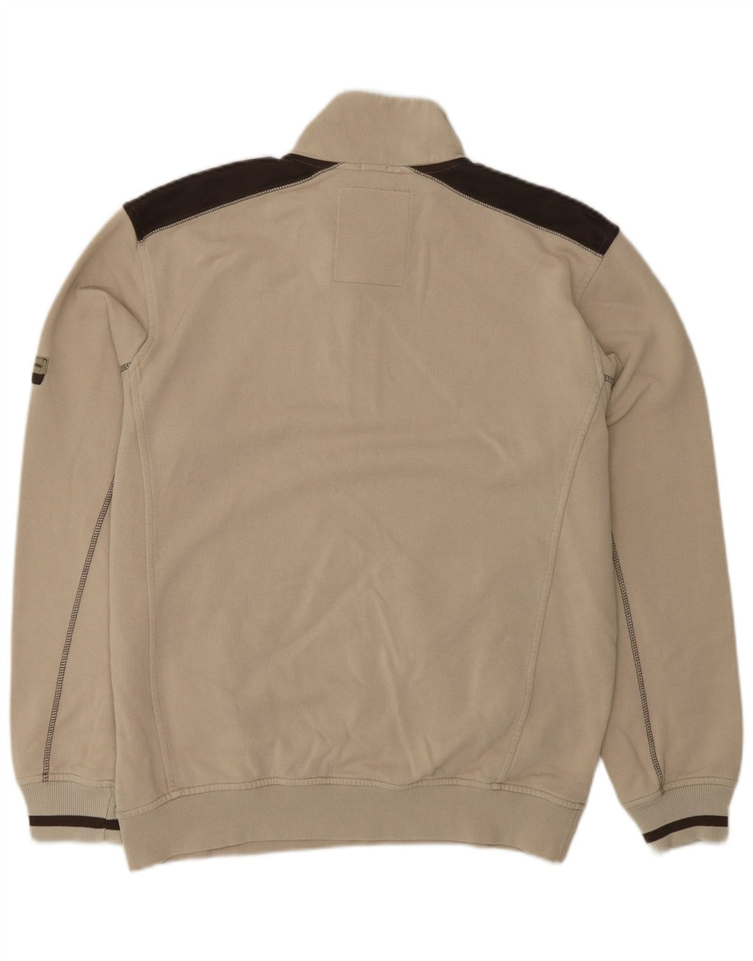 CHAMPION Sudadera con cuello y cremallera para hombre Jumper Large Beige Colorblock Cotton
