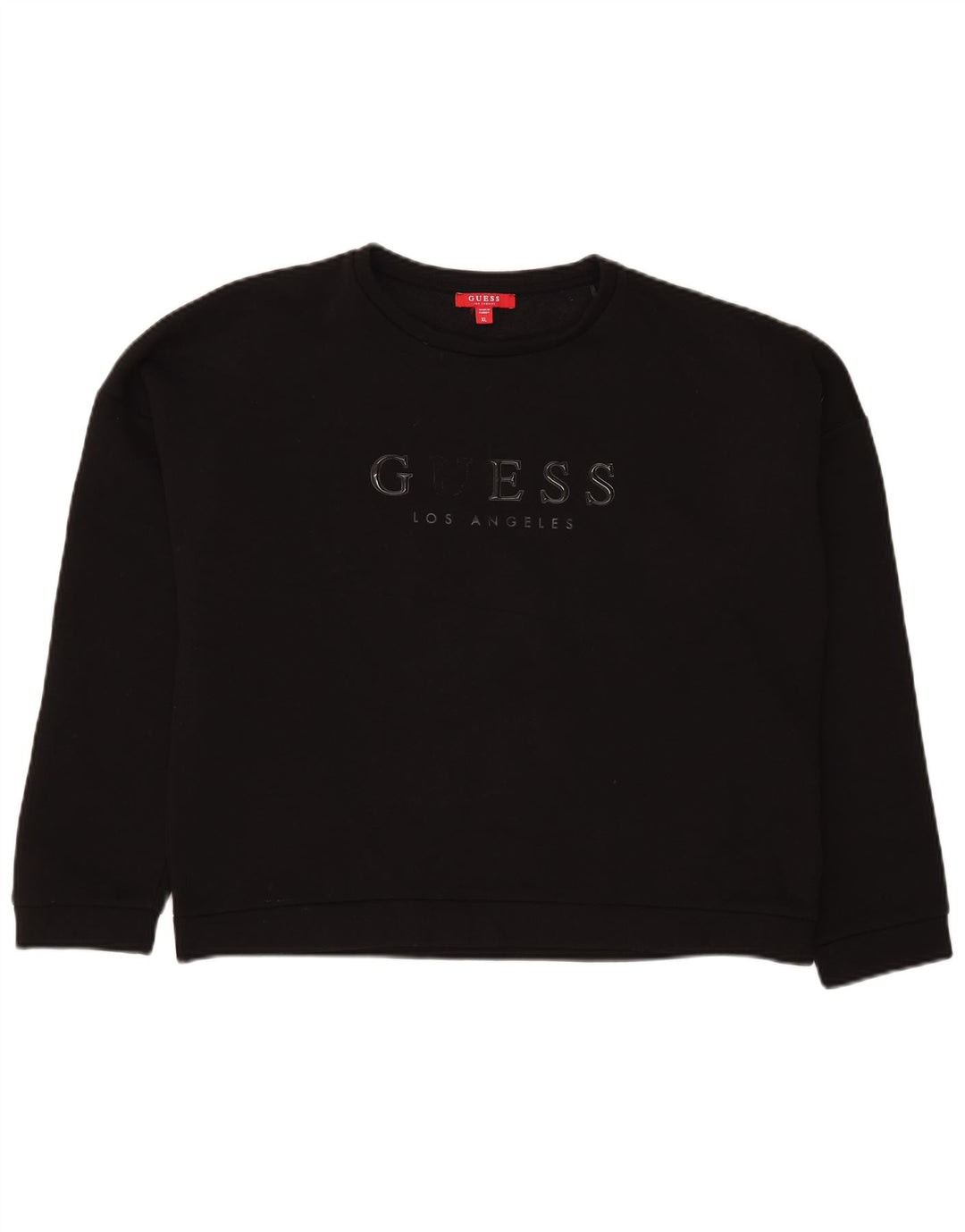 Guess Sudadera con gráfico de corte extragrande para mujer, talla 40, color negro