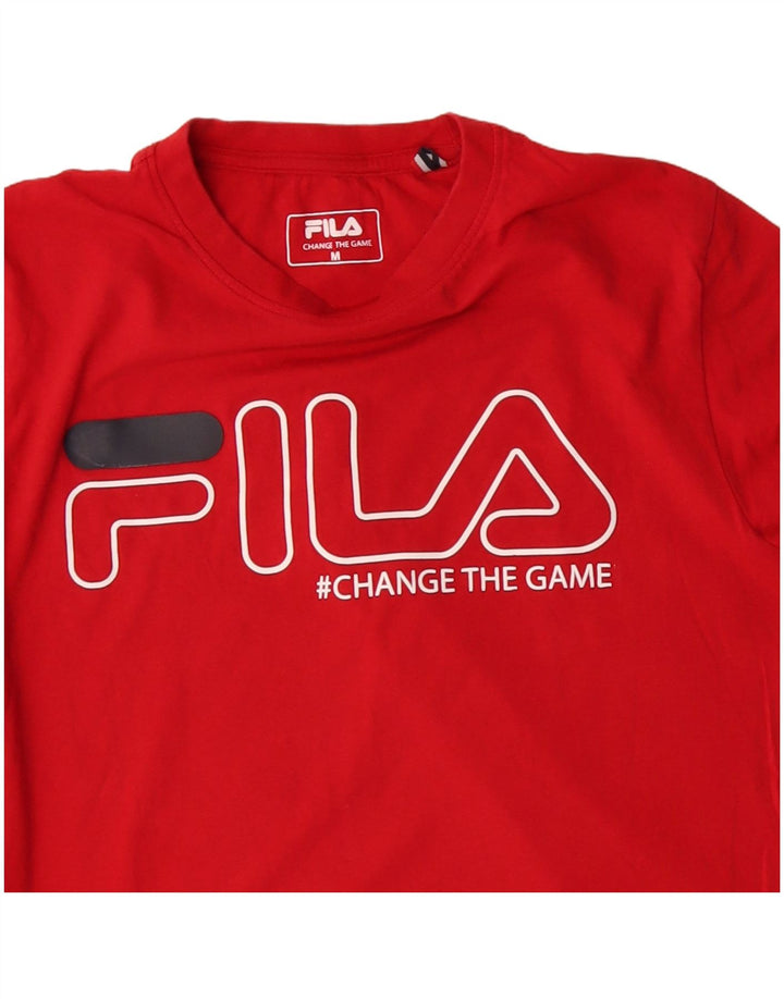 FILA Mens Graphic Top manga larga algodón rojo medio