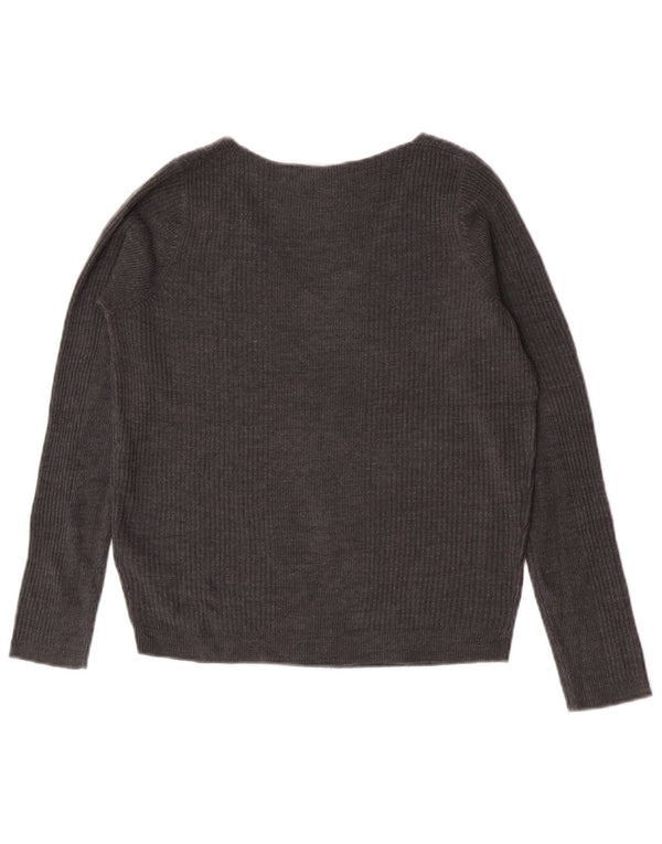 Marks & Spencer Suéter con Cuello en V para Mujer UK 8 Pequeño Acrílico Gris