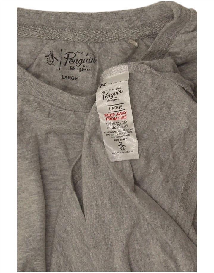 Camiseta Penguin para hombre Top grande de algodón moteado gris