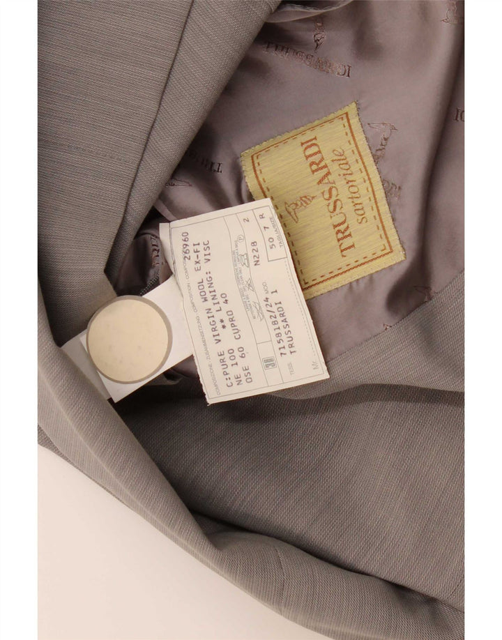 Trussardi Chaqueta Blazer De 3 Botones Para Hombre IT 50 Large Gris Lana Virgen