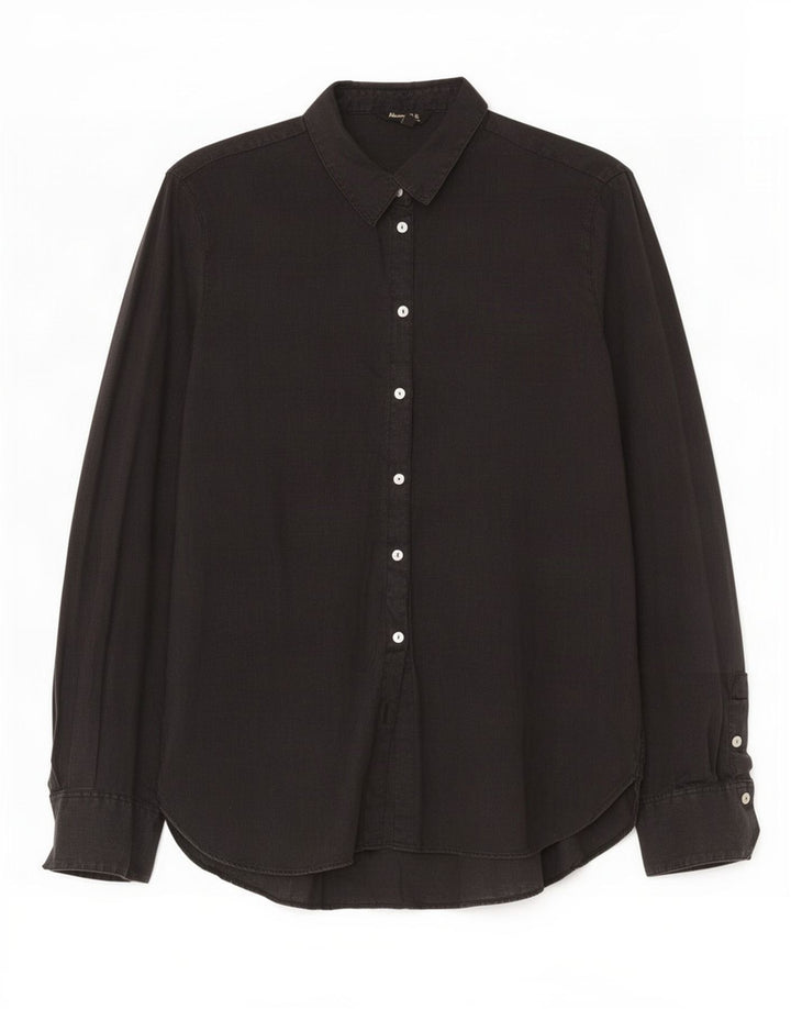 Camisa Massimo Dutti Mujer EU 40 Mediana Lino Negro