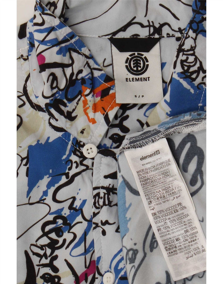 Element Camisa De Manga Corta Con Estampado Abstracto De Viscosa Azul Pequeño Para Hombre