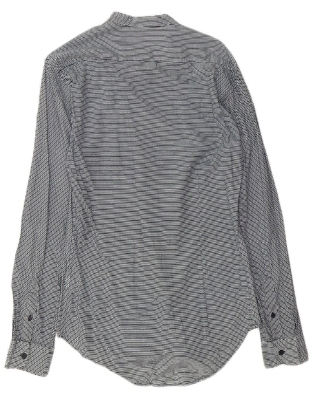 Zara Hombre Camisa Slim Fit Algodón Rayas Pintadas Gris Medio