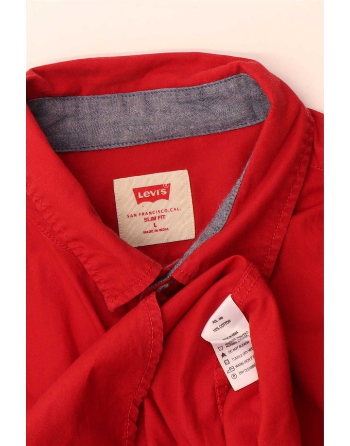 Camisa Levi's Slim Fit para hombre de algodón rojo grande
