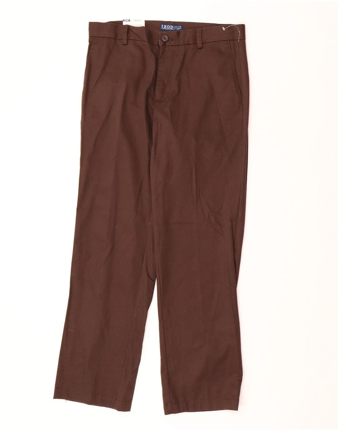 IZOD Pantalón chino recto para hombre W30 L30 Algodón marrón