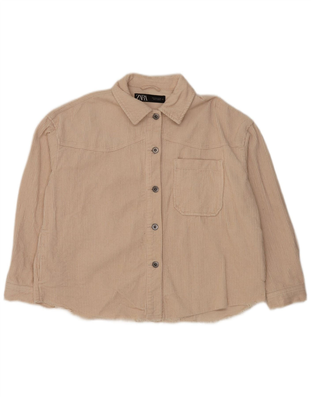 ZARA Mujer Camisa De Pana Extragrande UK 44 Mediana Algodón Blanco Roto