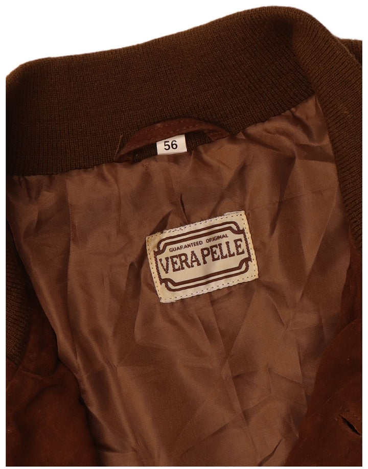 Vintage hombres ante bomber chaqueta IT 56 3XL cuero marrón