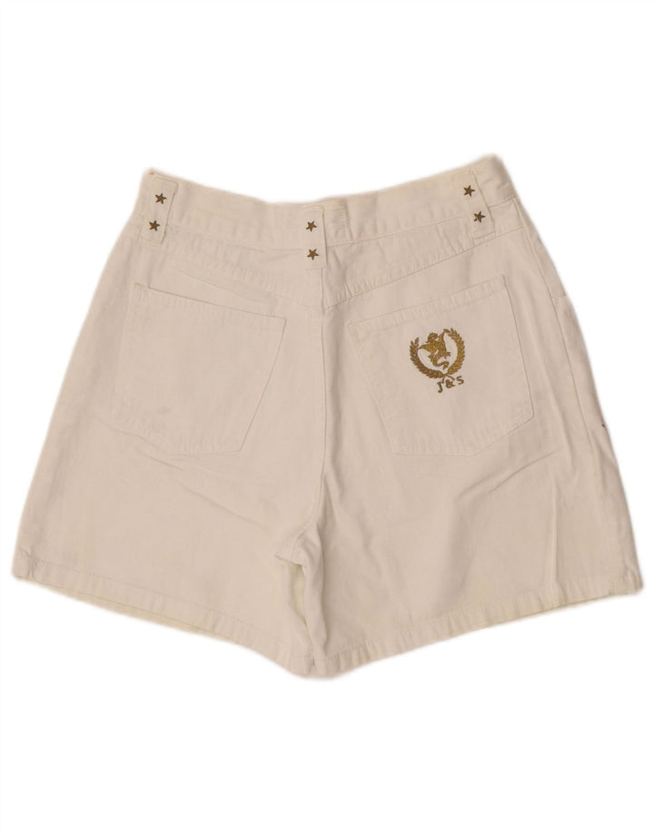 Vintage mujer pantalones cortos de mezclilla IT 42 Medio W30 Algodón Geométrico Blanco