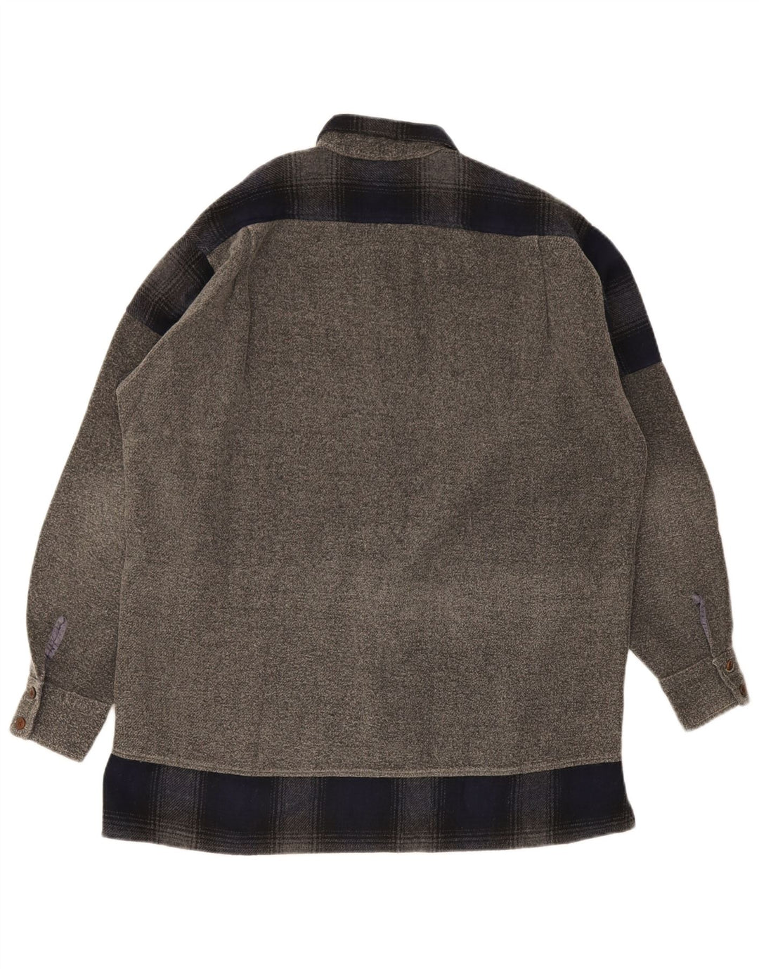 Sisley Hombre Sobrecamisa Loose Fit Camisa Small Gris Colorblock Poliéster