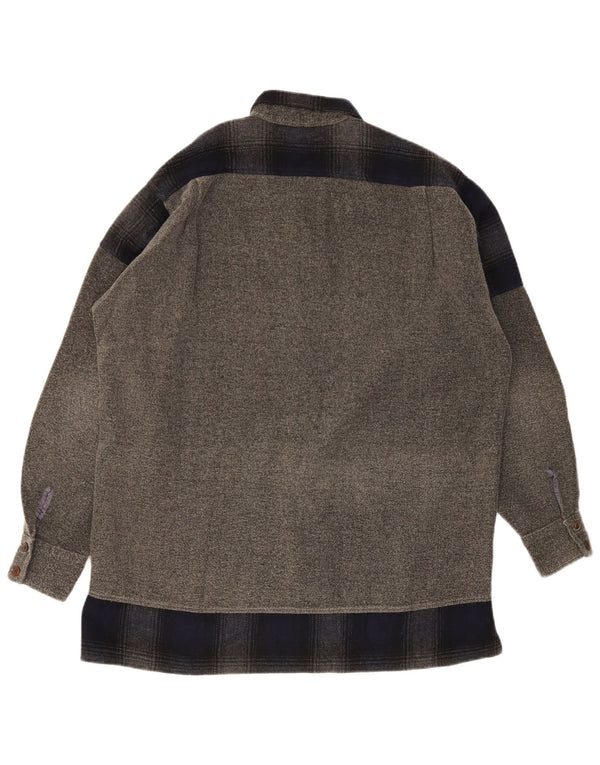 Sisley Hombre Sobrecamisa Loose Fit Camisa Small Gris Colorblock Poliéster