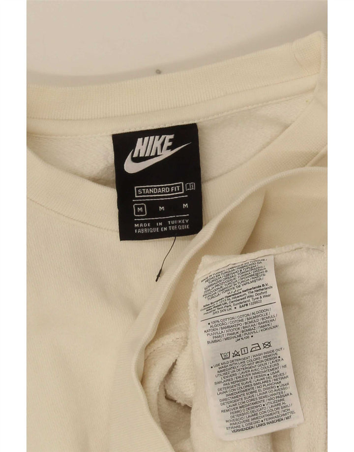 Nike Sudadera con gráfico de ajuste estándar para hombre, jersey de algodón blanco mediano