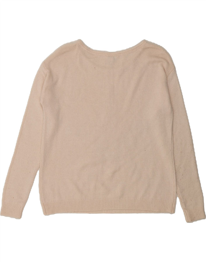 MONSOON Womens Boat Neck Jumper Sweater UK 14 Medium Pink Geometric Vintage Monsoon and Second-Hand Monsoon from Messina Hembry 