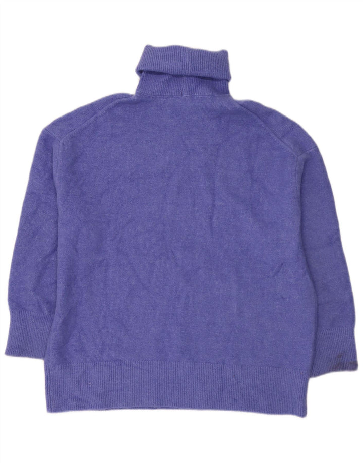 Zara Mujer Jersey De Cuello Alto De Gran Tamaño UK 44 Acrílico Azul Medio