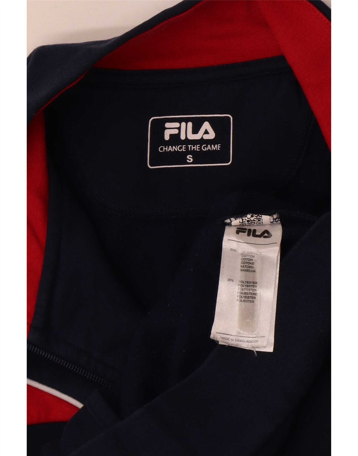 Fila Mens Chándal Top Chaqueta Pequeña Azul Marino Colorblock Algodón
