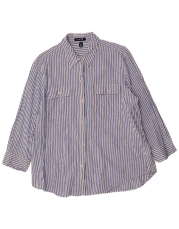 Chaps Camisa de manga 3/4 para mujer UK 40 XL Lino a rayas azules